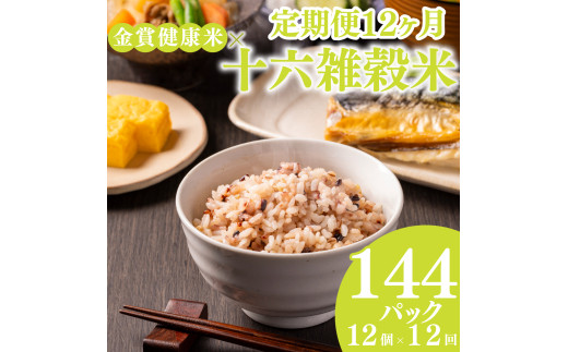 定期便 12ヶ月 ご飯パック 金賞 健康米 十六雑穀米  120g×12個入り 国産 レンチン もち麦 軽食 夜食 簡単 白米 麦 食物繊維 ビタミン 御飯 ごはん パック ご飯 パックライス