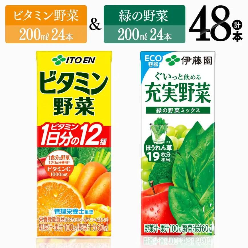 伊藤園 ビタミン野菜(紙)24本＋緑の野菜(紙)24本 【 飲料類 野菜ジュース ビタミン野菜ジュース 緑の野菜 ジュース 野菜ジュース セット 詰め合わせ 飲みもの ジュース 】