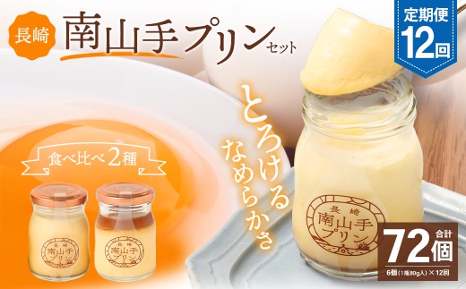 【全12回定期便】南山手プリンセット ／ 2種 食べ比べ プレーン 塩キャラメル ぷりん デザート スイーツ お菓子 菓子 おやつ セット 詰め合わせ アクトフォー 長崎県 長崎市