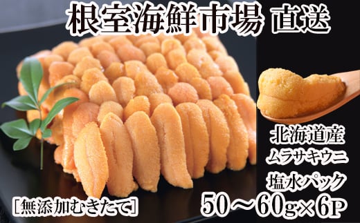 C-14053 無添加むきたてムラサキウニ塩水パック50～60g×6P[5月初旬以降発送]