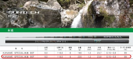 【日本製・渓流竿】サンテック KANAME SPECIAL 本流 90F  239-1