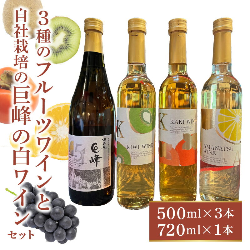 【ふるさと納税】三種のフルーツワインと自社栽培の巨峰の白ワインのセット