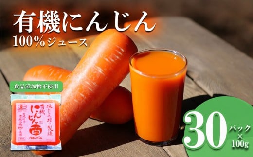 ベルファームつくばのにんじんジュース　100%　100g×30袋＜離島・沖縄配送不可＞【 茨城県 つくば市 にんじん ニンジン 人参 ジュース 健康 無農薬 新鮮 オーガニック フレッシュジュース 無添加 】