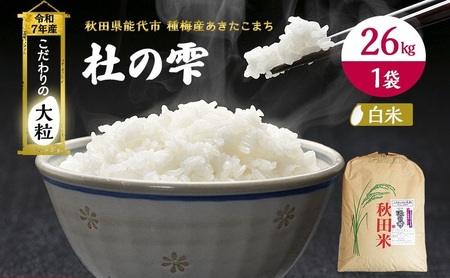 令和7年産 米 秋田 あきたこまち 杜の雫 26kg 1袋 秋田県産 お米 こだわりの大粒 種梅産 白米 精米 ご飯 ブランド米 大粒 おにぎり 産地直送 送料無料 おこめ ごはん 秋田県