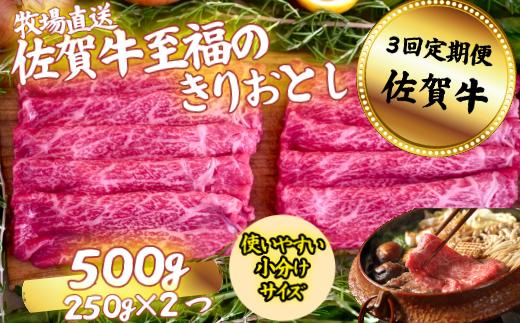 
            【定期便3回】佐賀牛 至福のきりおとし 500g：B370-007
          