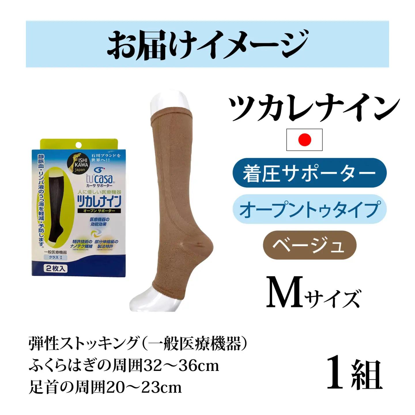 ツカレナイン　着圧サポーター【オープントゥ】（ベージュ：Ｍ）　１ペア