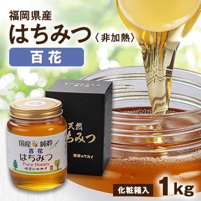 ふるさと納税 大牟田市 福岡県産純粋非加熱蜂蜜【百花蜜】1,000g入×1本化粧箱入り