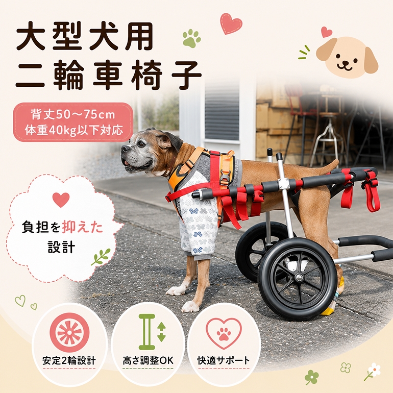 
大型犬用二輪車椅子（背丈50～75cm　体重40キロ以下）【！寄附前に事業者へ相談必要！】
