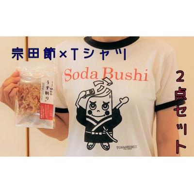 ふるさと納税 土佐清水市 宗田節うす削り付き!ゆるキャラTシャツ(綿100%)〜宗田ぶっしー君レトロ〜【R00426】