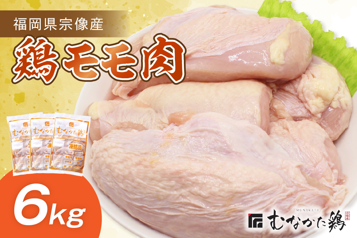 宗像産ブランド鶏【むなかた鶏】モモ肉6kg（平飼い）【JAほたるの里】_HA1415