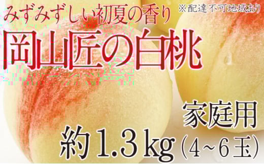 もも 2025年 先行予約 岡山匠の白桃 約1.3kg 4～6玉 犬塚農園 岡山県産 清水白桃 桃 モモ 家庭用 初夏 みずみずしい