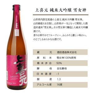 SB0292　上喜元 純米大吟醸「雪女神」　720ml×2本セット