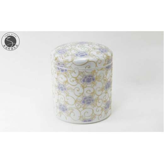 有田焼 紫苑華 5寸骨壷【幸楽窯 / YUIKA Lab】終活 牡丹 おしゃれ 高級 伝統工芸 モダン骨壷 高貴 気品 桐箱付 骨壺 cp025
