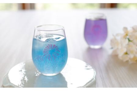 温度で変化する器 フリーグラスペアセット 『冷感花火』【丸モ高木陶器】コップ ビールグラス 食器  [TBA005]