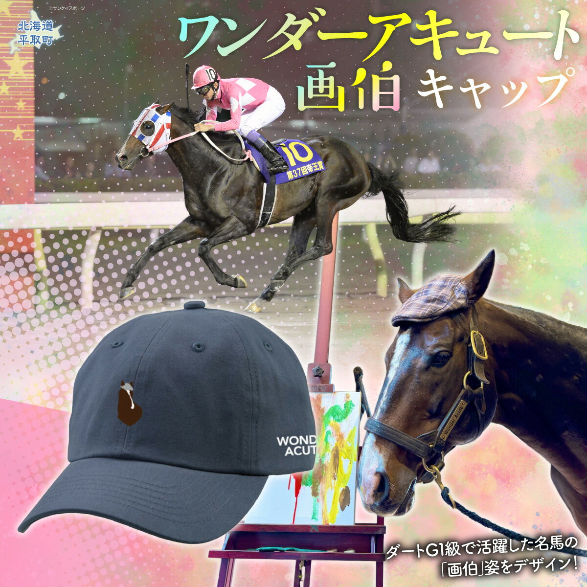 【ふるさと納税】【ワンダーアキュート画伯】キャップ【 ふるさと納税 人気 おすすめ ランキング 馬 競馬 競走馬 引退馬 ワンダーアキュート 帽子 ぼうし キャップ 生活 日高 北海道 平取町 送料無料】 BRTV202