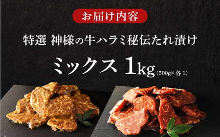 JF-2 特選 神様の牛ハラミ(秘伝たれ漬け) 食べ比べ 1kg