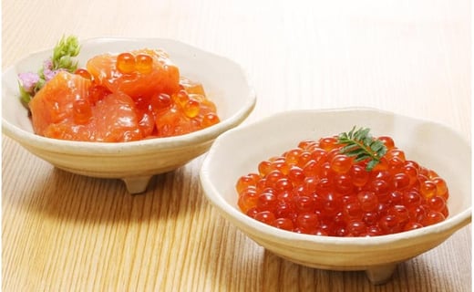 ＜佐藤水産＞いくら醤油漬130ｇと鮭ルイベ漬130ｇｘ2