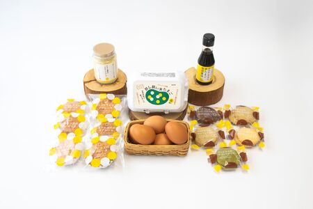 放し飼い米たまごのギフトセットA｜放し飼い米たまご マドレーヌ クッキー マヨネーズ たまご専用醤油