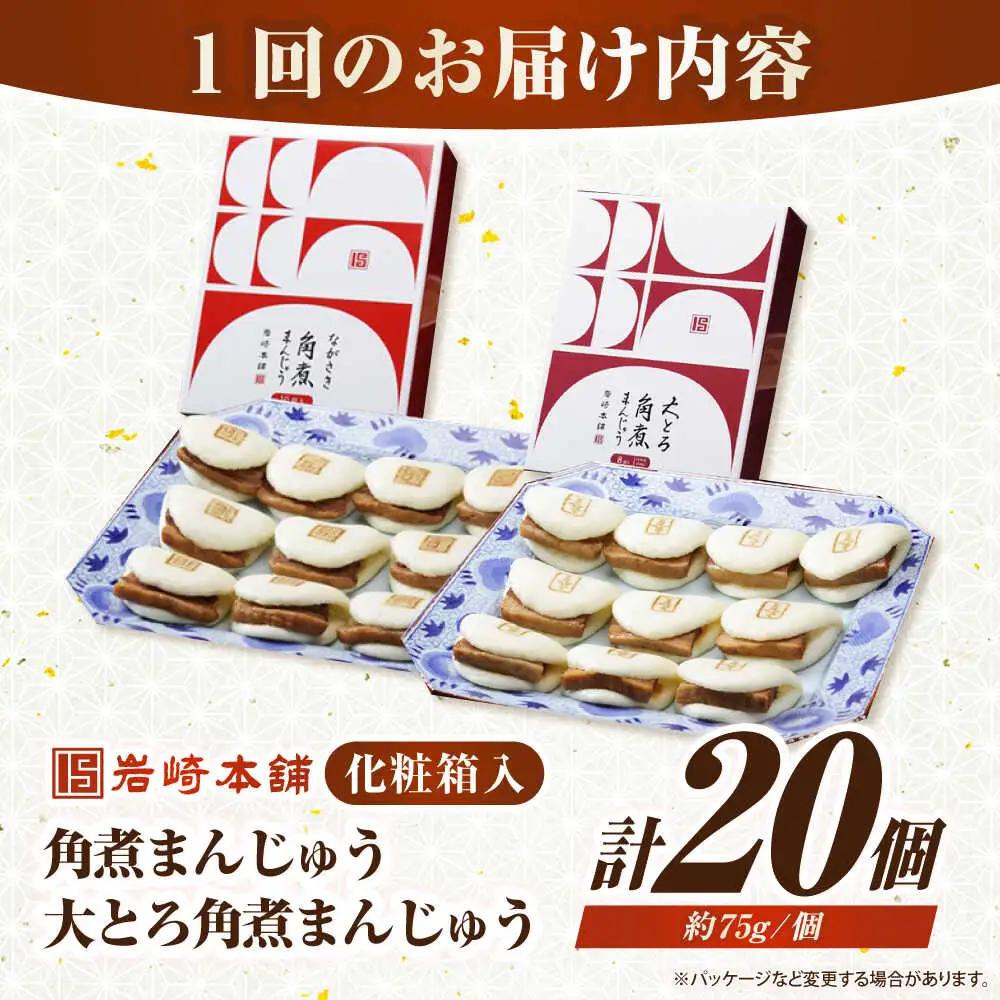 【全6回定期便】長崎角煮まんじゅう10個(箱)・大とろ角煮まんじゅう10個(箱)《壱岐市》【岩崎本舗】冷凍 豚 豚角煮 角煮饅頭 簡単調理 お取り寄せ[JHA004]