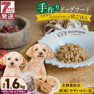 1cofood 手作りドッグフード 猪ごはん 400g×4袋 〔Pf033〕