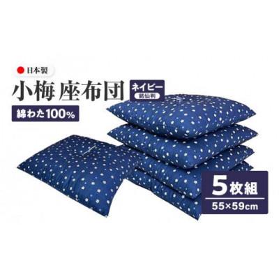 ふるさと納税 高松市 【讃岐ざぶとん】 小梅 座布団 銘仙判 55×59cm 5枚組 日本製 綿わた100% ネイビー