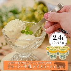 【阿蘇・小国郷特産】ジャージー牛乳アイス・パーティセット2.4L(バニラ480ml×5)
