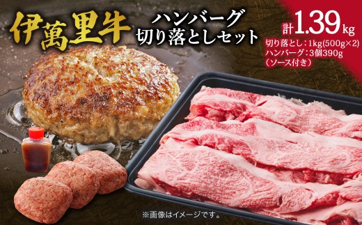 伊万里牛切り落とし 1kg (500g×2) ハンバーグ3個セット 007-J2168