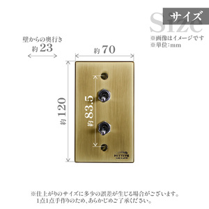 HITTITEのトグルスイッチD（2口長方形・真鍮色） ヒッタイト 063-31-G