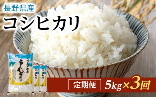 【定期便】長野県産「コシヒカリ」（5kg×3回）【橋本商事】[№5659-1132]