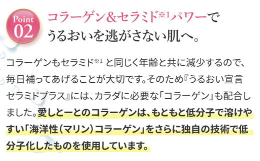 独自製法でマリンコラーゲンをさらに低分子化。
体に吸収されやすく、うるおいとハリのある毎日へ。