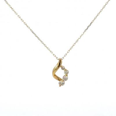 ふるさと納税 松山市 K18イエローゴールド 0.1ct ダイヤモンド ペンダントネックレス