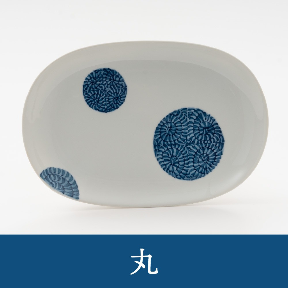 【伊万里焼】縁起物 濃タコ唐草 楕円皿1枚 H623