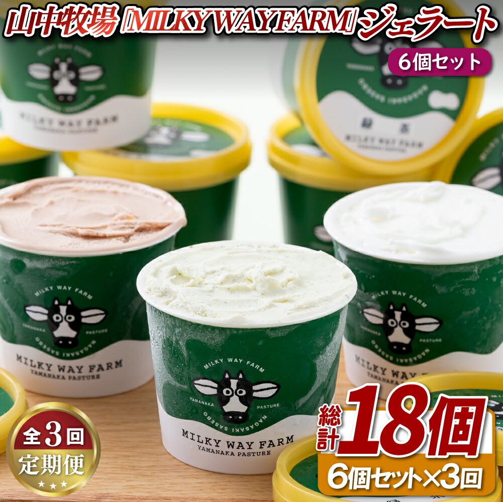 【ふるさと納税】《定期便》山中牧場「MILKY WAY FARM」ジェラート(6個)【3回お届け】｜牛乳 チョコレート アイスクリーム スイーツ デザート 人気 おいしい 美味しい ギフト 贈答 お中元 お歳暮 九州 詰合せ アソート 冷凍 グルメ 誕生日 プレゼント お土産 ご当地