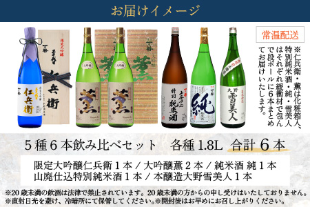 奥越前大野 日本酒 清酒 『一乃谷』5種6本飲み比べセット 1.8L × 6本　日本酒　日本酒