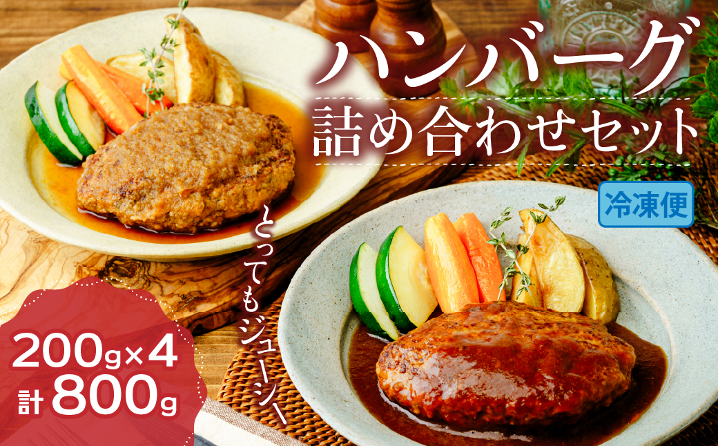 ハンバーグ 詰め合わせセット 200g×4個 計800g