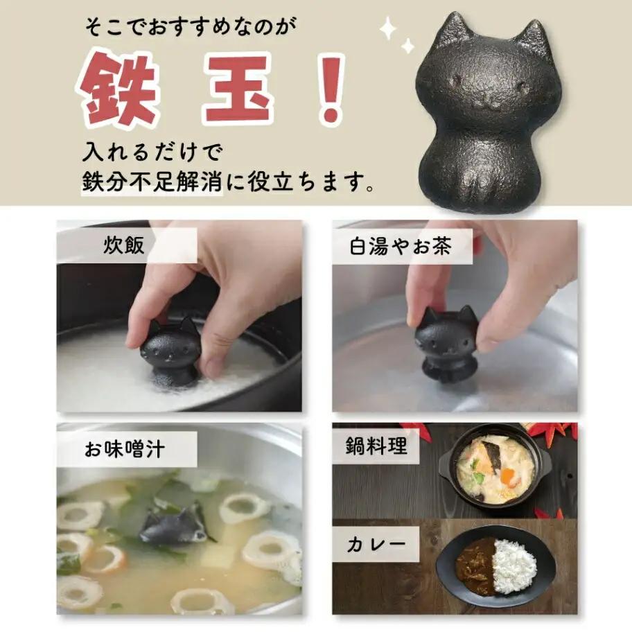 鉄玉　ねこっと　 鉄分 補給 料理 調理 グッズ ナス 黒豆 KIB1 スケーター キッチン グッズ 健康 栄養 鉄 かわいい キャラクター 猫 ねこ ネコ 〈スケーター株式会社〉   3-010
