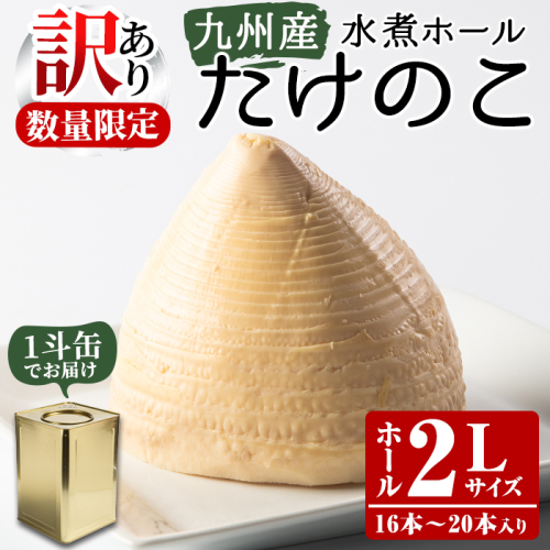 ＜訳あり・業務用＞数量限定！1斗缶たけのこ水煮ホール2L(16本～20本) 国産 九州産 鹿児島県産 筍 竹の子 水煮 簡易包装 酢豚 筑前煮 若竹煮 天ぷら チンジャオロース たけのこご飯 きんぴら【上野食品】a-50-3