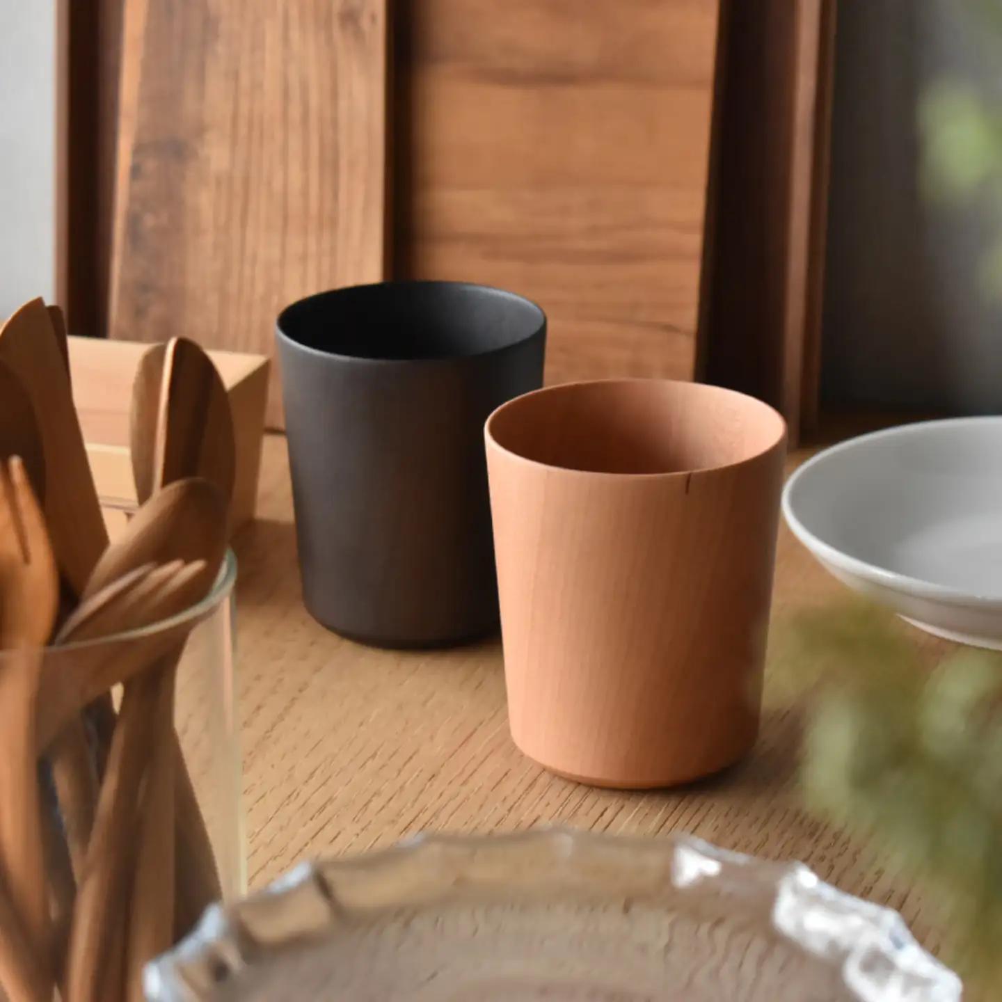 【Hacoa】食卓に温もりを添える天然木チェリーのコップ「Wooden Cup」