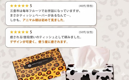 ANIMAL BOXティッシュ 5箱×16パック 合計80箱 定期便 3か月ごと 全2回