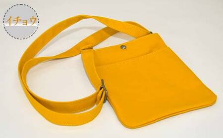 帆布 スマホショルダーバック 前ポケット付 イチョウ (8号帆布) かしわや鞄店 F3S-2472