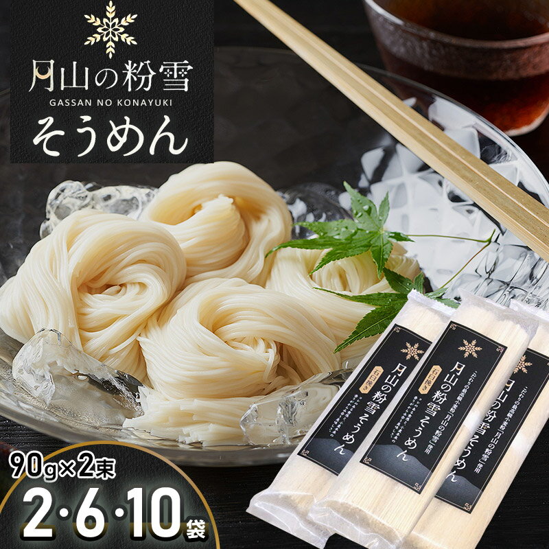 【ふるさと納税】月山の粉雪そうめん 90g×2束　容量お選びください［10袋・6袋・2袋］　アインテック株式会社