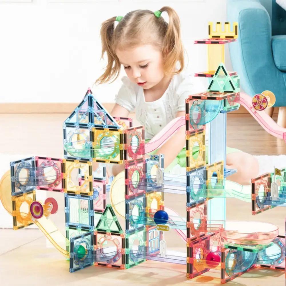 kebo 知育玩具 おもちゃ 磁石ブロック ビー玉転がし 208pcs | 積み木 スロープトイ 立体パズル お誕生日 入園 入学 お祝い 恐竜 マグネットブロック リニューアル新登場 ボールコースタ