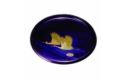 丸盆 紫雲杢 雅鶴 33cm【YG405】