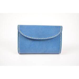 【minca】栃木レザーの三つ折り財布 ミドルサイズ ハンドステッチ滑らかな手触り/Middle wallet 01/ブルー　518【雑貨 ファッション 人気 おすすめ 】