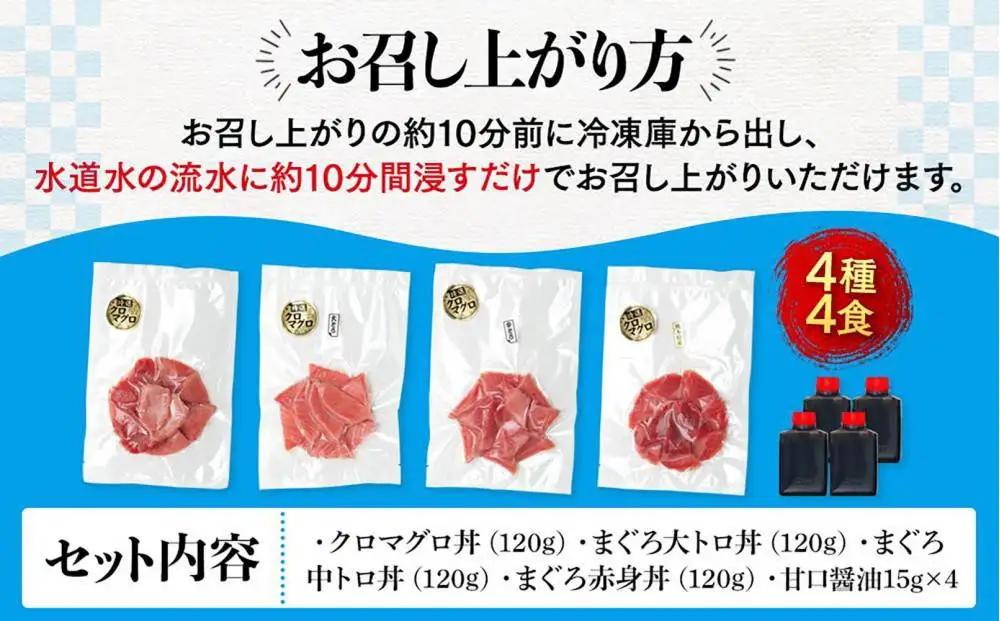 福岡市グルメ糸島海鮮堂の黒まぐろ食べ比べ4食セット | 福岡県 福岡市 福岡 九州 返礼品 お取り寄せグルメ 取り寄せ グルメ 食品 お取り寄せ 魚介類 魚介 海産物 海の幸 まぐろ マグロ 食べ比べ