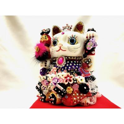 ふるさと納税 中間市 金運親子招福ジュエリー招き猫エリザベスブラック(LL)BK-A