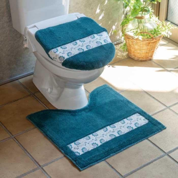 【ふるさと納税】フィンランドの「幸せを運ぶ鳥」小鳥柄の普通トイレ2点セット　ブルー