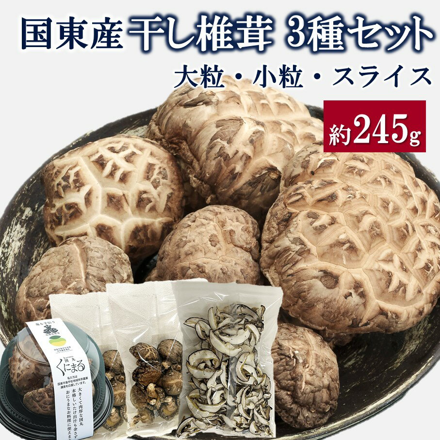 【ふるさと納税】国東産干し椎茸 3種セット 計約245g シイタケ しいたけ 乾物 おすすめ 栄養 食物繊維 出汁 朝食 夕食 大分県産 特産品 ご当地