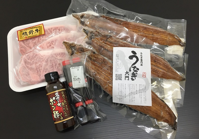 
豪華限定企画！熊野牛ステーキと国産炭火焼鰻の贅沢うな牛セットＢ
