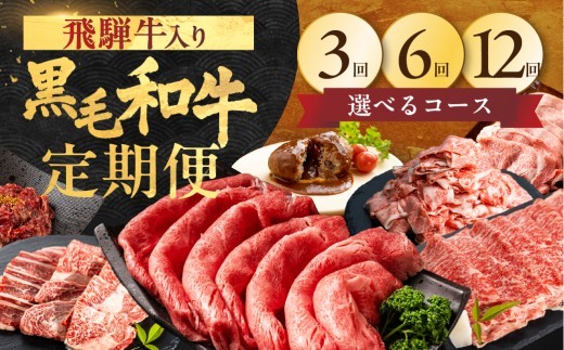 
                  ＜8月から寄附額改定＞【黒毛和牛 定期便】 飛騨牛入り 選べるコース （全3回 / 全6回 / 全12回） 飛騨牛×飛米牛 定期便 ブランド牛 ていきびん 焼肉 / すき焼き / しゃぶしゃぶ / 切り落とし / ハンバーグ / 赤身 / もも / 肩 / ロース / カルビ 国産 食べ比べ セット にく 牛肉 肉 お肉 和牛 飛米牛 毎月 冷凍
                